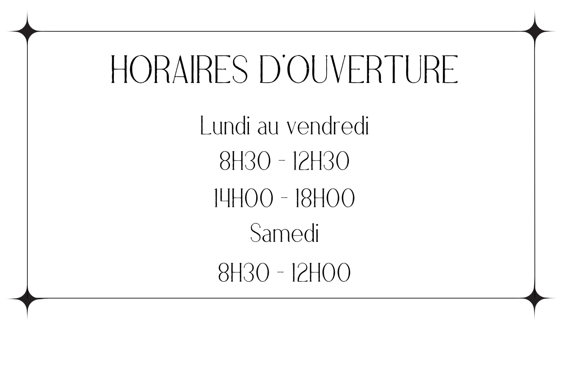 Panneau horaires ouverture cavac